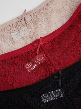 3pcs Lace Middle Waist Brief