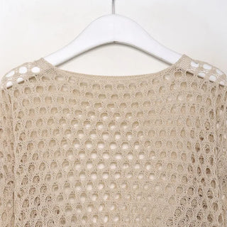 Net-knit cropped sweater