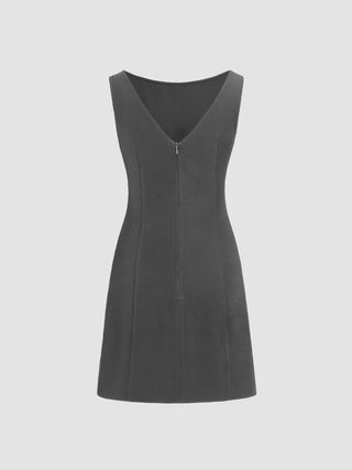 Boat Neck Solid Mini Dress