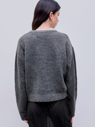 Round Neck Knitted Long Sleeve Sweater