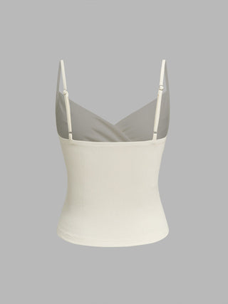 V-neck Solid Ruched Cami Top