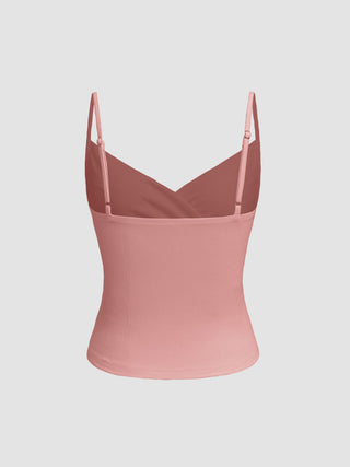 V-neck Solid Ruched Cami Top