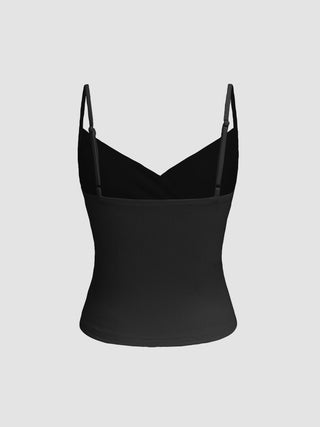 V-neck Solid Ruched Cami Top
