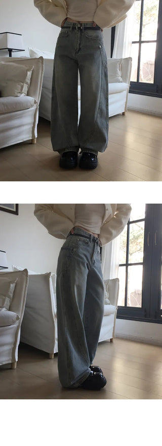 Planning Brand Side Pocket Split Line Wide Denim - 4 Colors