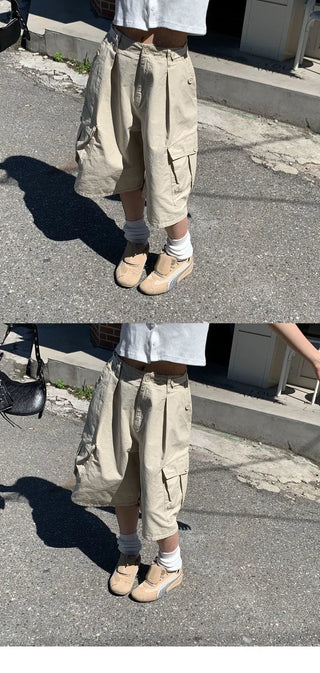 Wide Cargo Bermuda Pants - 2 colors
