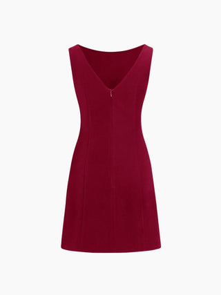 Boat Neck Solid Mini Dress