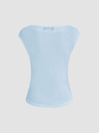 Boat Neck Solid Ruched Short Sleeve Top