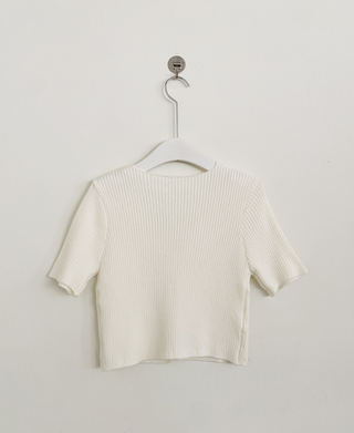 (Short-sleeved/Long-sleeved) Pastel Cropped V-neck Slim Button Ribbed Cardigan