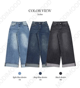 Roll-up wide Faded pants - 3 colors