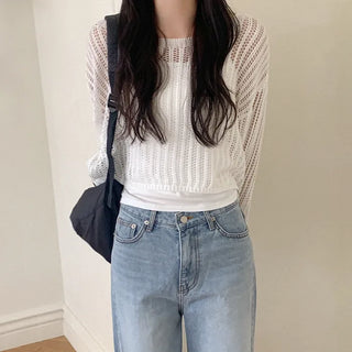 [SET] See-through mesh knit + sleeveless set