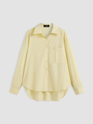 Cotton Collar Solid Long Sleeve Shirt