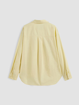 Cotton Collar Solid Long Sleeve Shirt