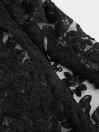 Lace Mandarin Collar Floral See-through Tank Top