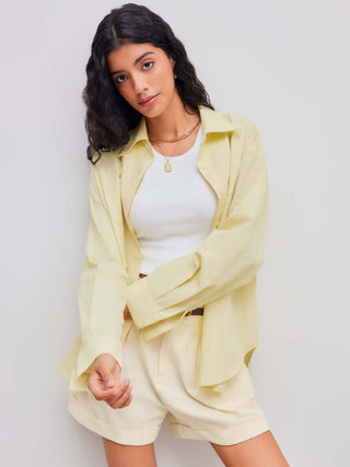 Cotton Collar Solid Long Sleeve Shirt
