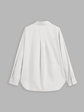 Cotton Collar Solid Long Sleeve Shirt