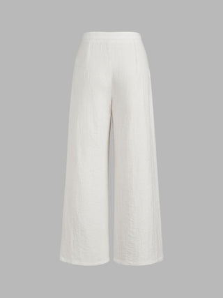 Crossover Waistband Linen Trouser