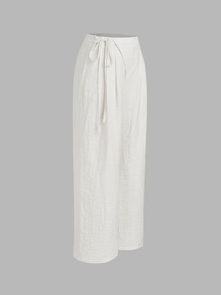 Crossover Waistband Linen Trouser