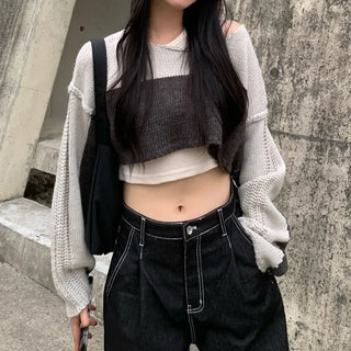 Two-tone cropped knit