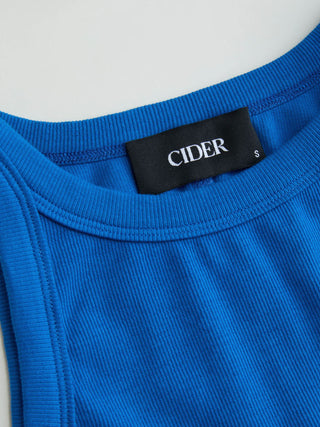Cotton-blend Round Neckline Solid Tank Top