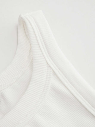 Cotton-blend Round Neckline Solid Tank Top