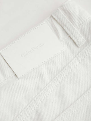 Denim Mid Rise Cherry Embroidery Straight Leg Micro Shorts