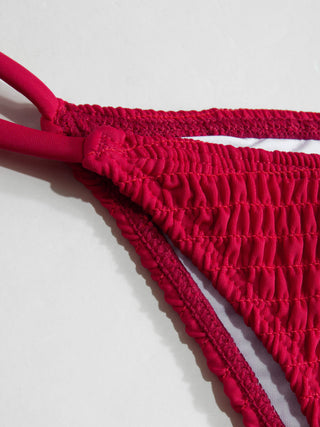 Solid Smocked Triangle Bikini Set