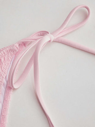Solid Smocked Triangle Bikini Set