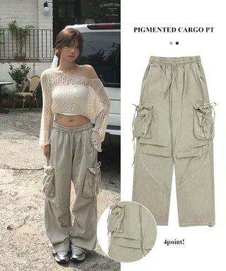 Pigment Rope Cargo Wide Pants - 2 colors