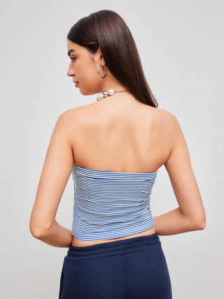 Strapless Striped Crop Tube Top
