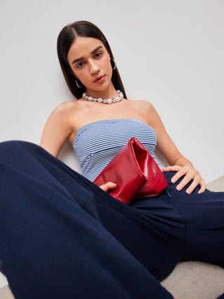 Strapless Striped Crop Tube Top