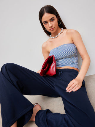 Strapless Striped Crop Tube Top