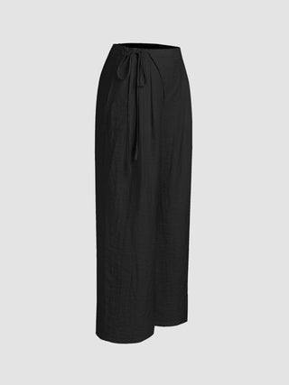 Crossover Waistband Linen Trouser