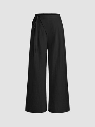 Crossover Waistband Linen Trouser