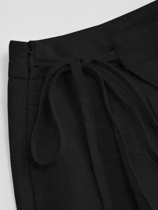 Crossover Waistband Linen Trouser