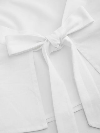 Linen-blend Boat Neckline Solid Bowknot Tank Top