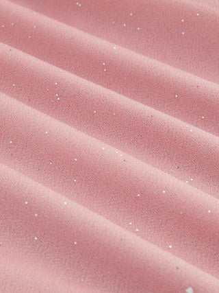 Cowl Neck Solid Glitter Ruffle Hem Maxi Dress