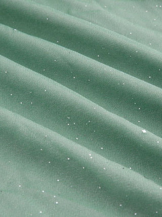 Cowl Neck Solid Glitter Ruffle Hem Maxi Dress