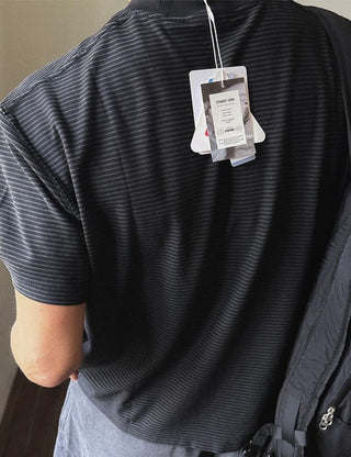 COMBED Pinstripe Short Sleeve T-shirt (Basic & Henley Neck)