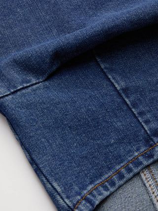 Denim Collar Solid Corset Zipper Jacket