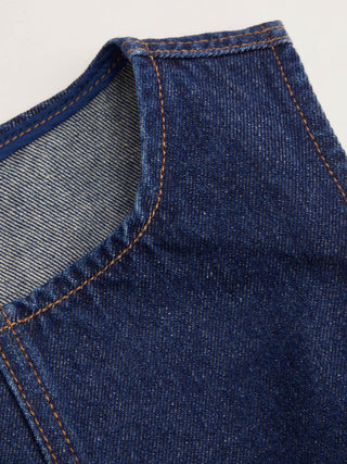Denim Solid Zipper Sleeveless Mini Dress