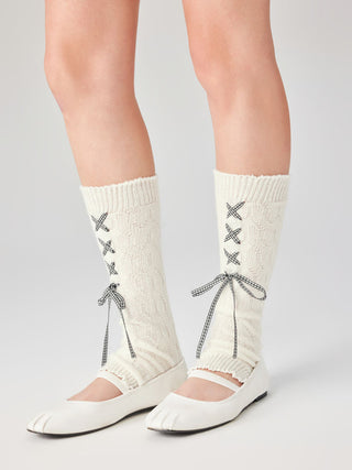 LACE-UP BOWKNOT LEG WARMERS
