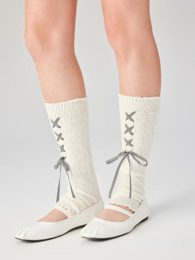 LACE-UP BOWKNOT LEG WARMERS