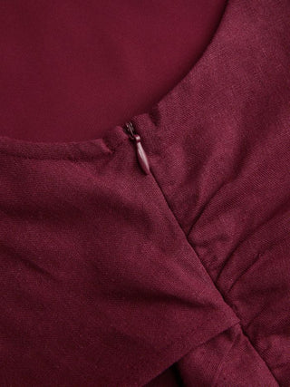 Linen-blend Boat Neckline Solid Bowknot Tank Top