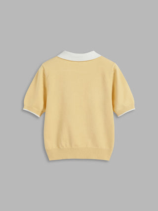 Knit Polo Contrasting Binding Short Sleeve Top