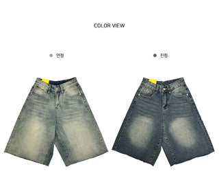 Bermuda Faded Denim Cut Pants - 2 Colors