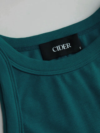 Cotton-blend Round Neckline Solid Tank Top