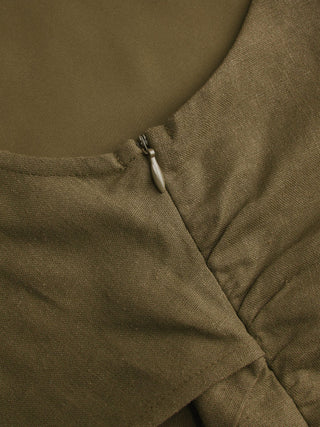 Linen-blend Boat Neckline Solid Bowknot Tank Top