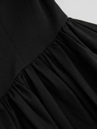 Cotton Linen Scoop Neckline Broderie Anglaise Ruffle Maxi Dress