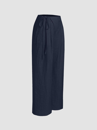Crossover Waistband Linen Trouser