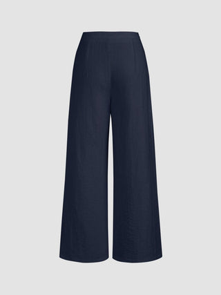 Crossover Waistband Linen Trouser